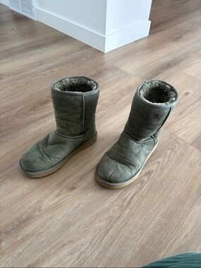 Olive Suede Shearling Lined Ugg Winter Boots